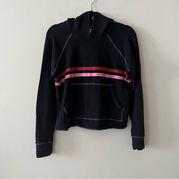Sundry Black Striped Hooded Sweatshirt - Picture 1 of 6